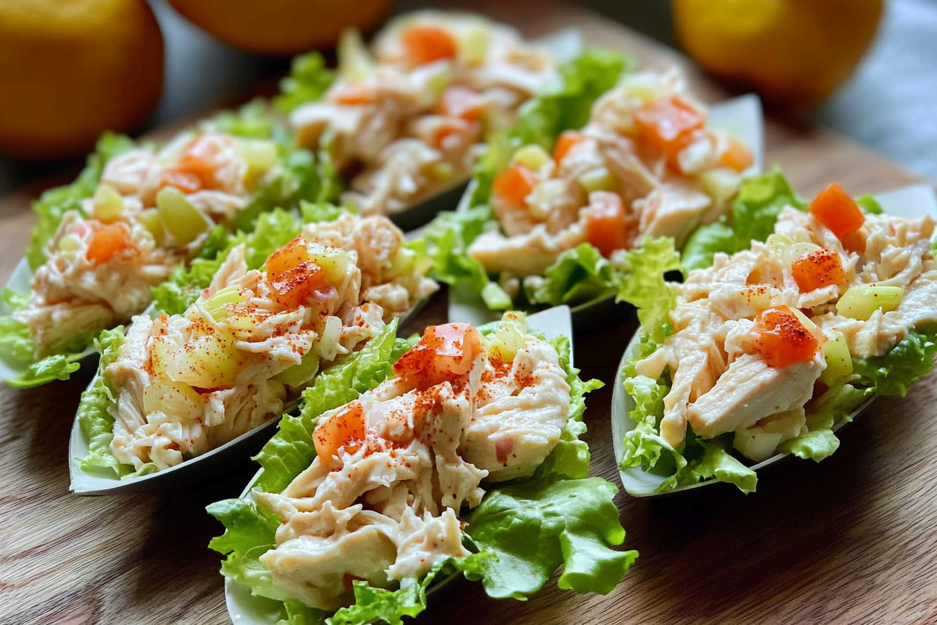 Barquitas de pollo et salade