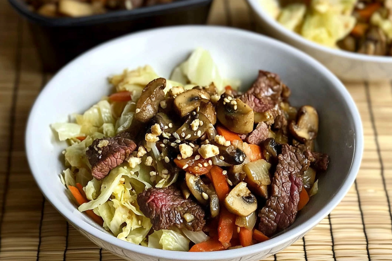 Bowl de bœuf et champignons