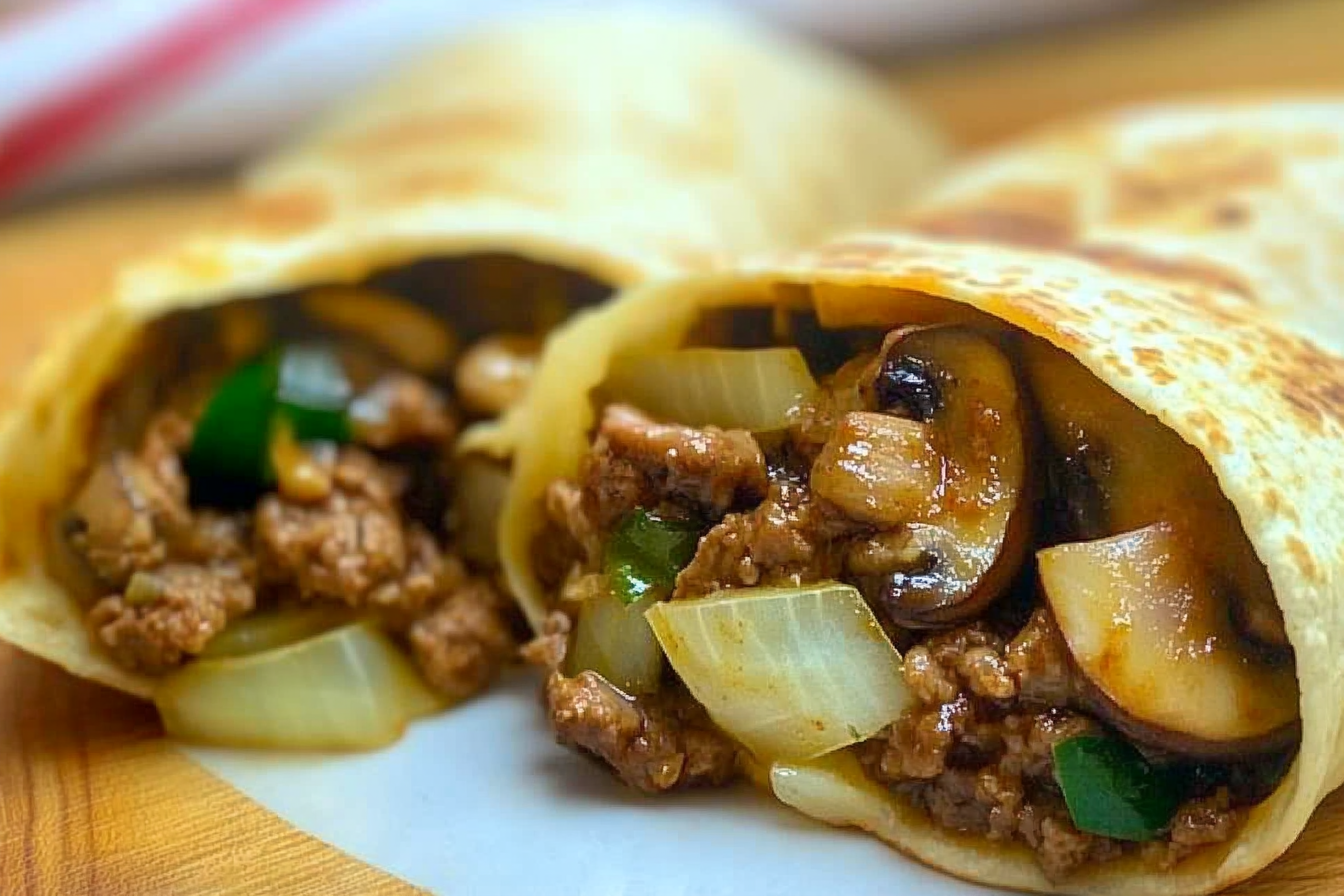 Burritos viande hachée champignons