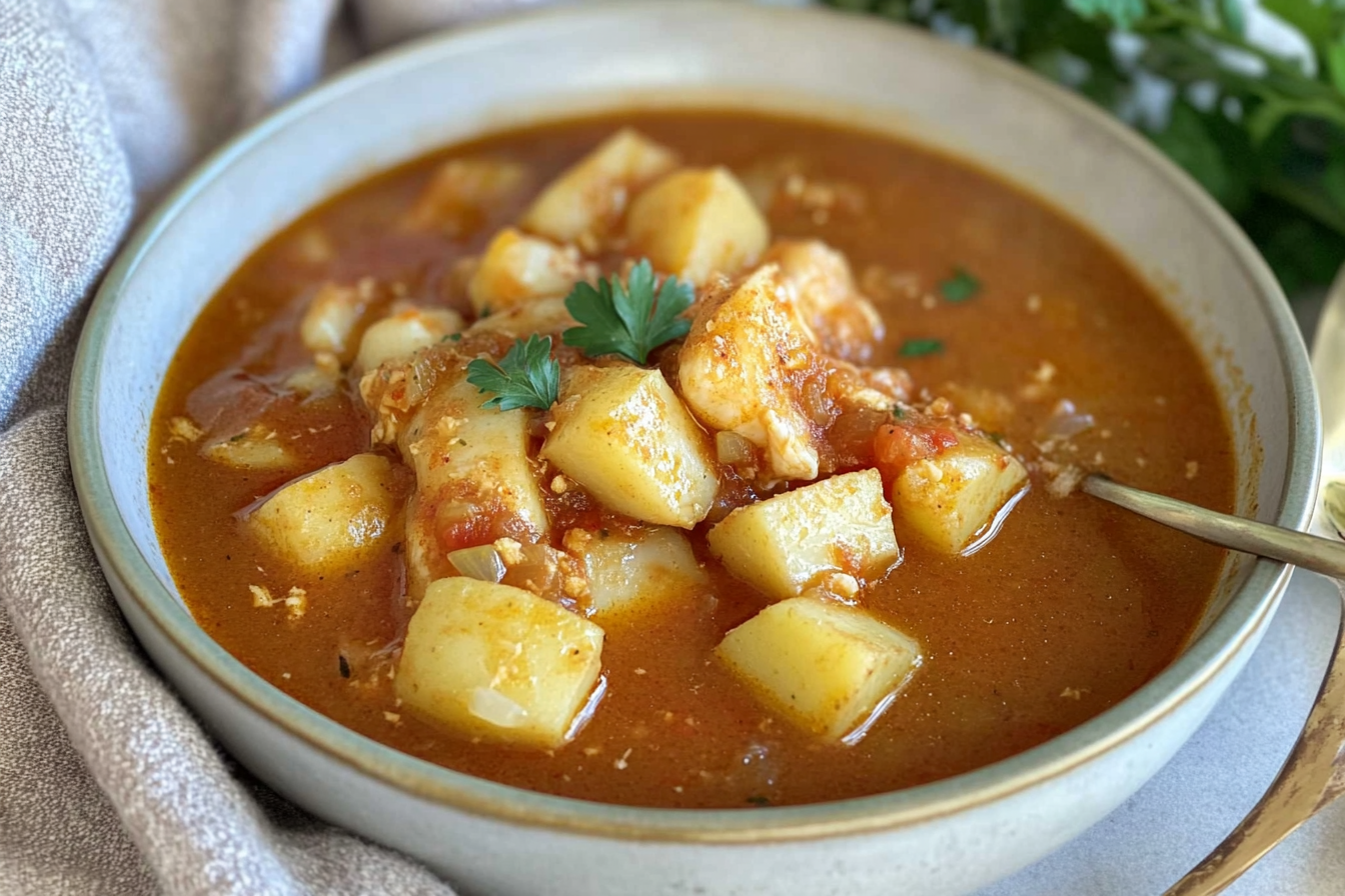 Guiso de pommes de terre merluza