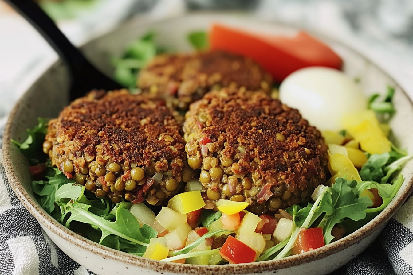 Hamburgers de lentilles et poivron
