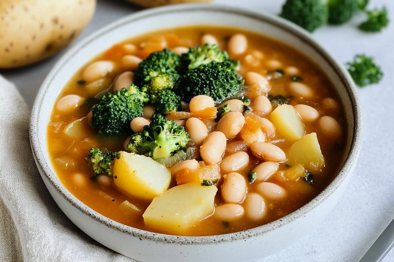 Judias blanches, pommes de terre et brocoli