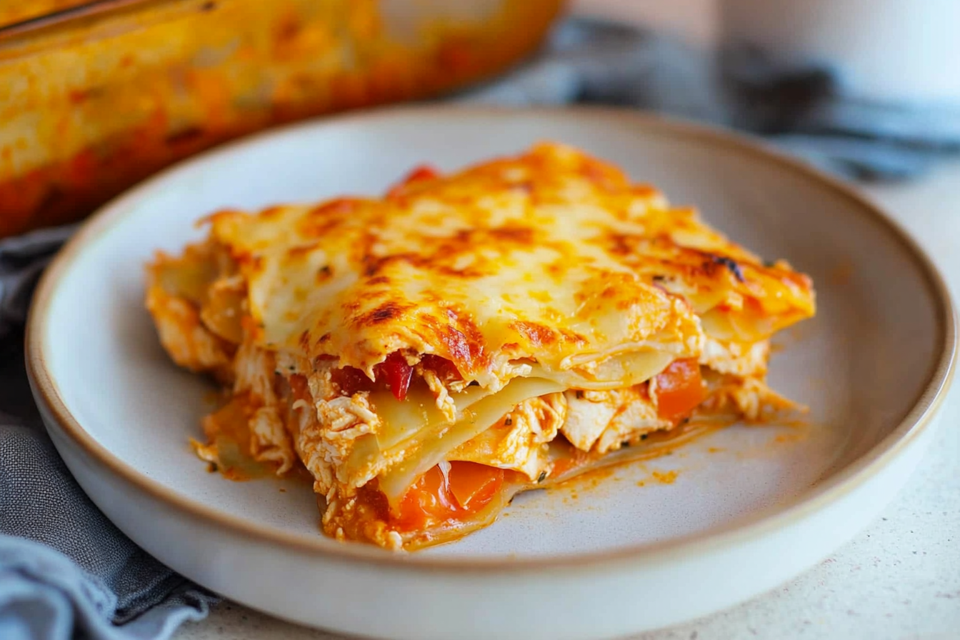 Lasagne de poulet aux poivrons