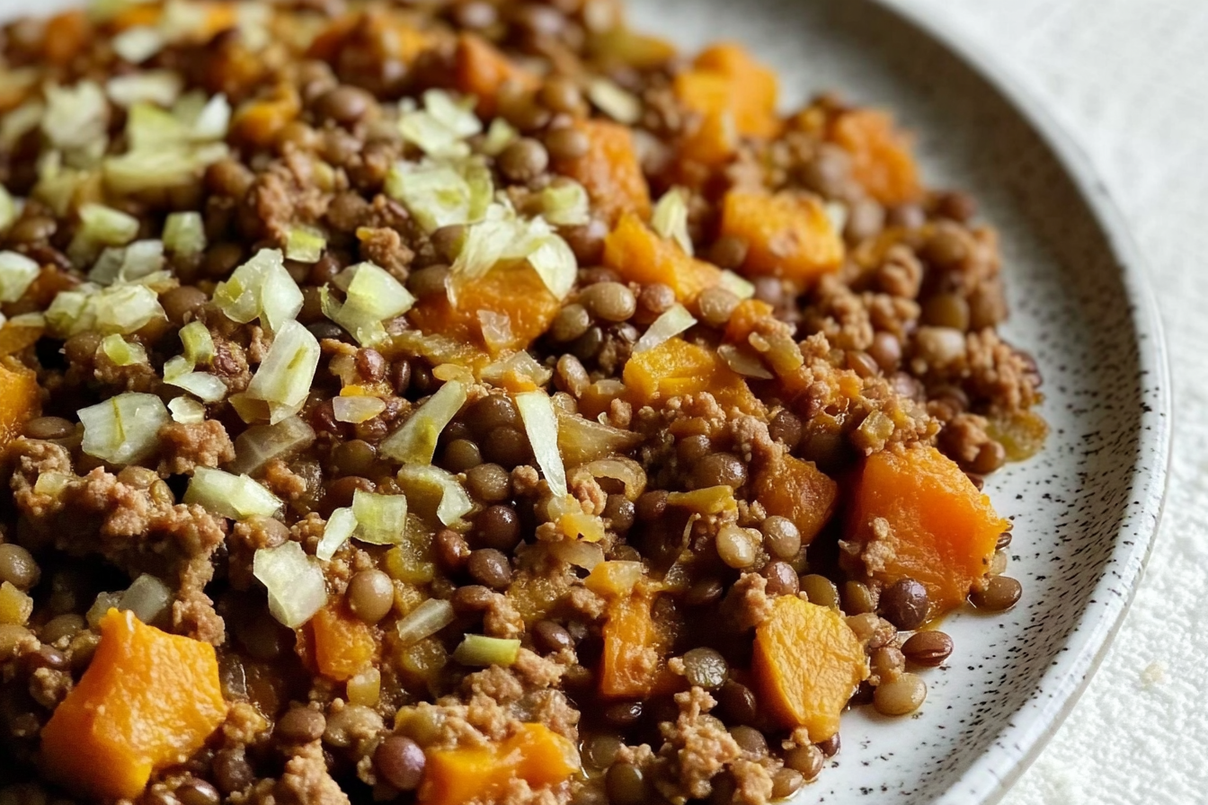 Lentilles à la courge et viande