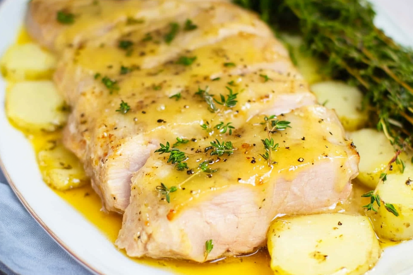 Lomo de porc rôti miel moutarde