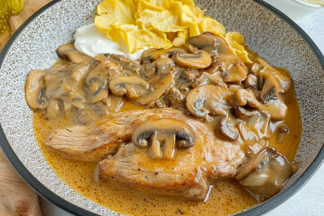Lomo de porc sauce champignons