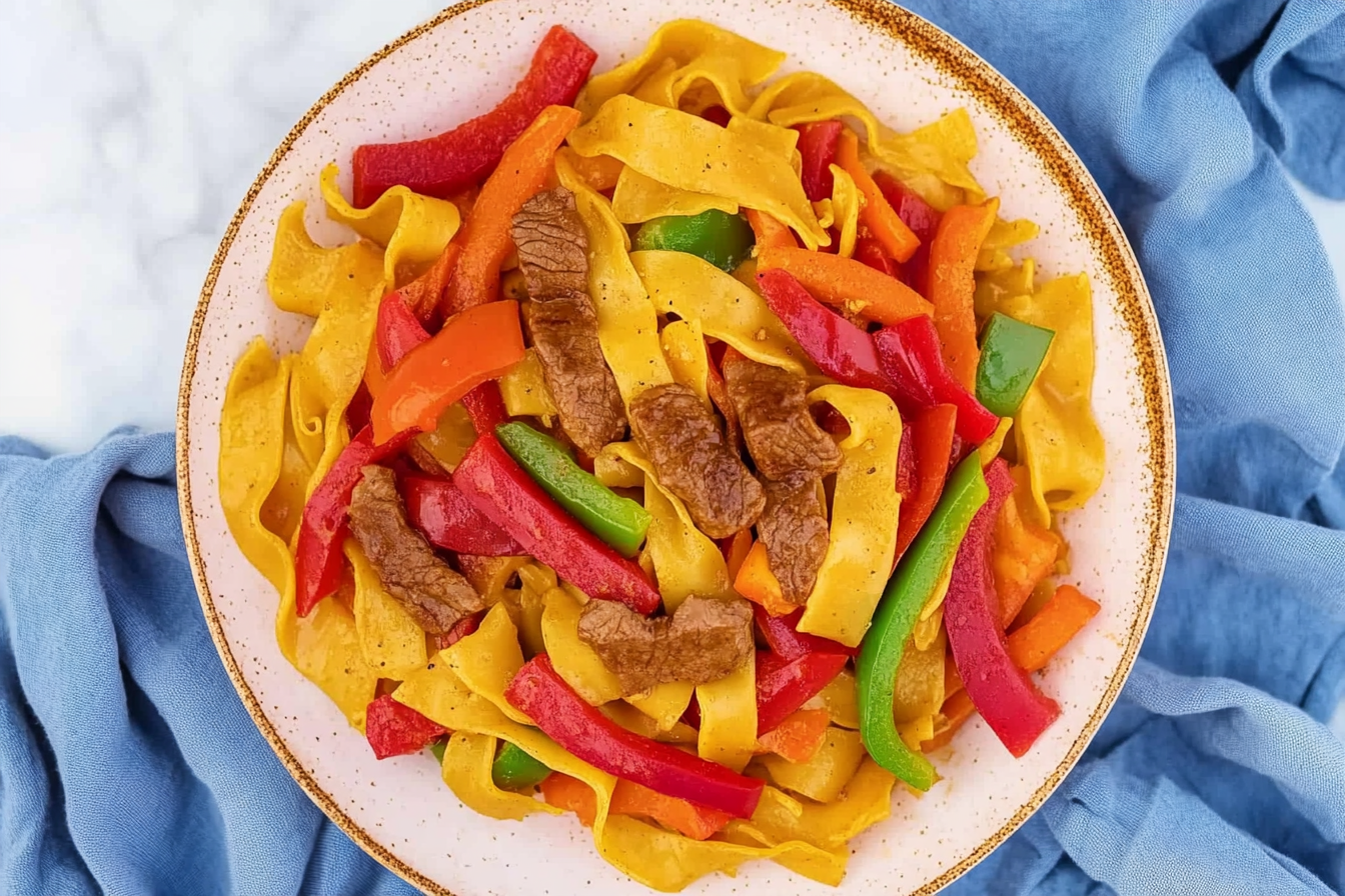 Nouilles de bœuf aux poivrons