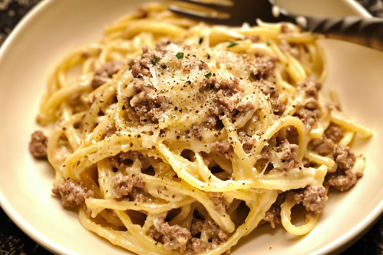 Pâtes à la viande crémeuse Alfredo