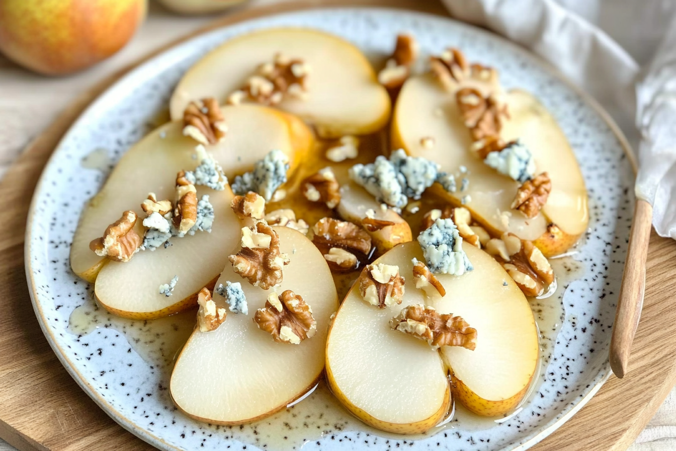 Poires au fromage bleu et miel