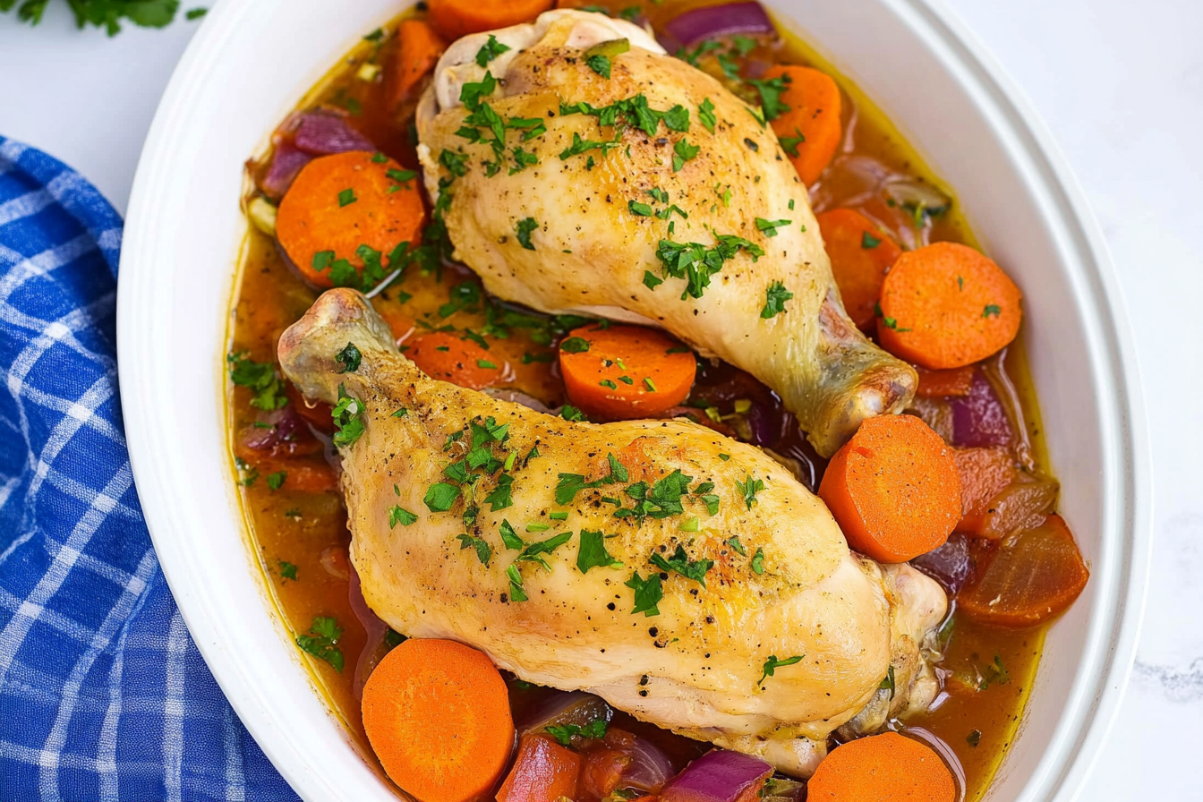 Poulet au four avec carottes