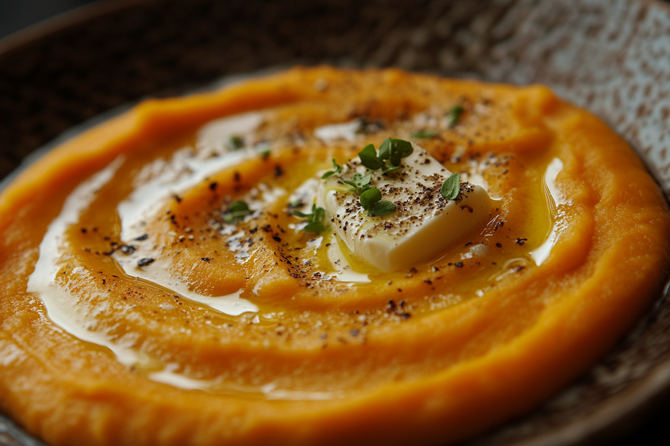 Purée de patate douce crémeuse