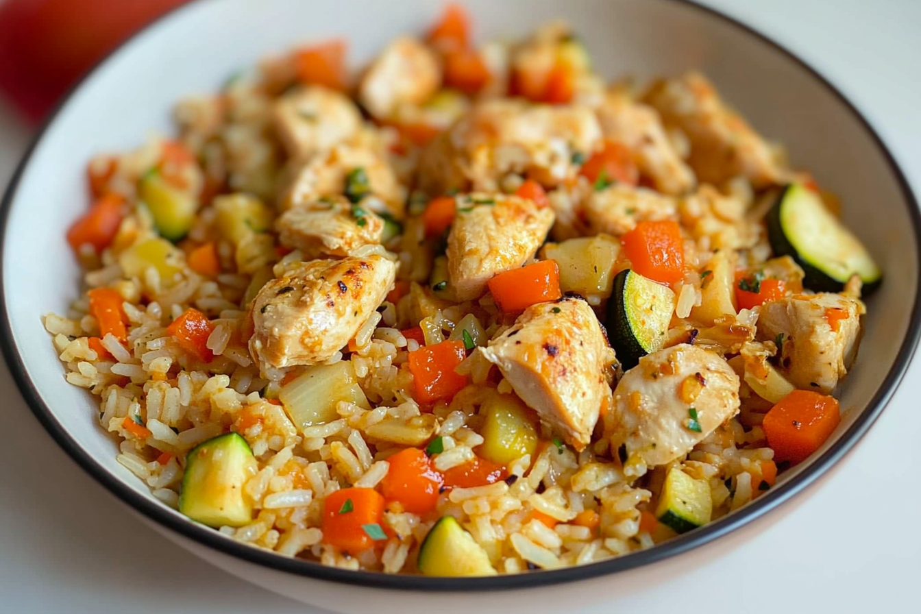 Riz au poulet et légumes
