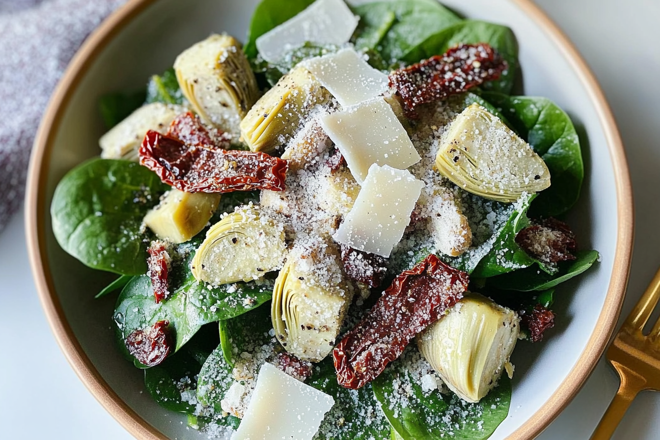 Salade de épinards et alcachofas