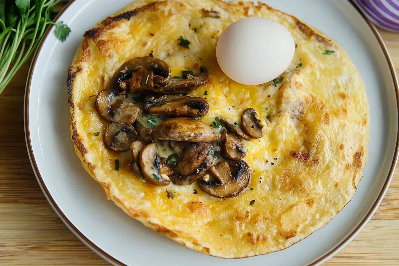 Tortilla aux champignons et fromage