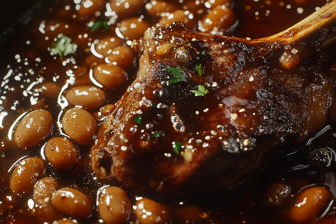 Jarrets d'agneau braisés au lard