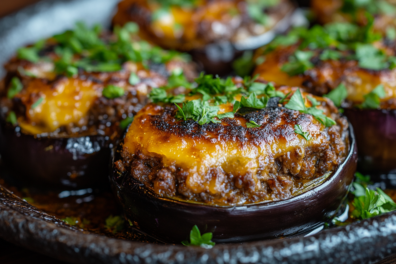 Aubergines farcies à l'agneau