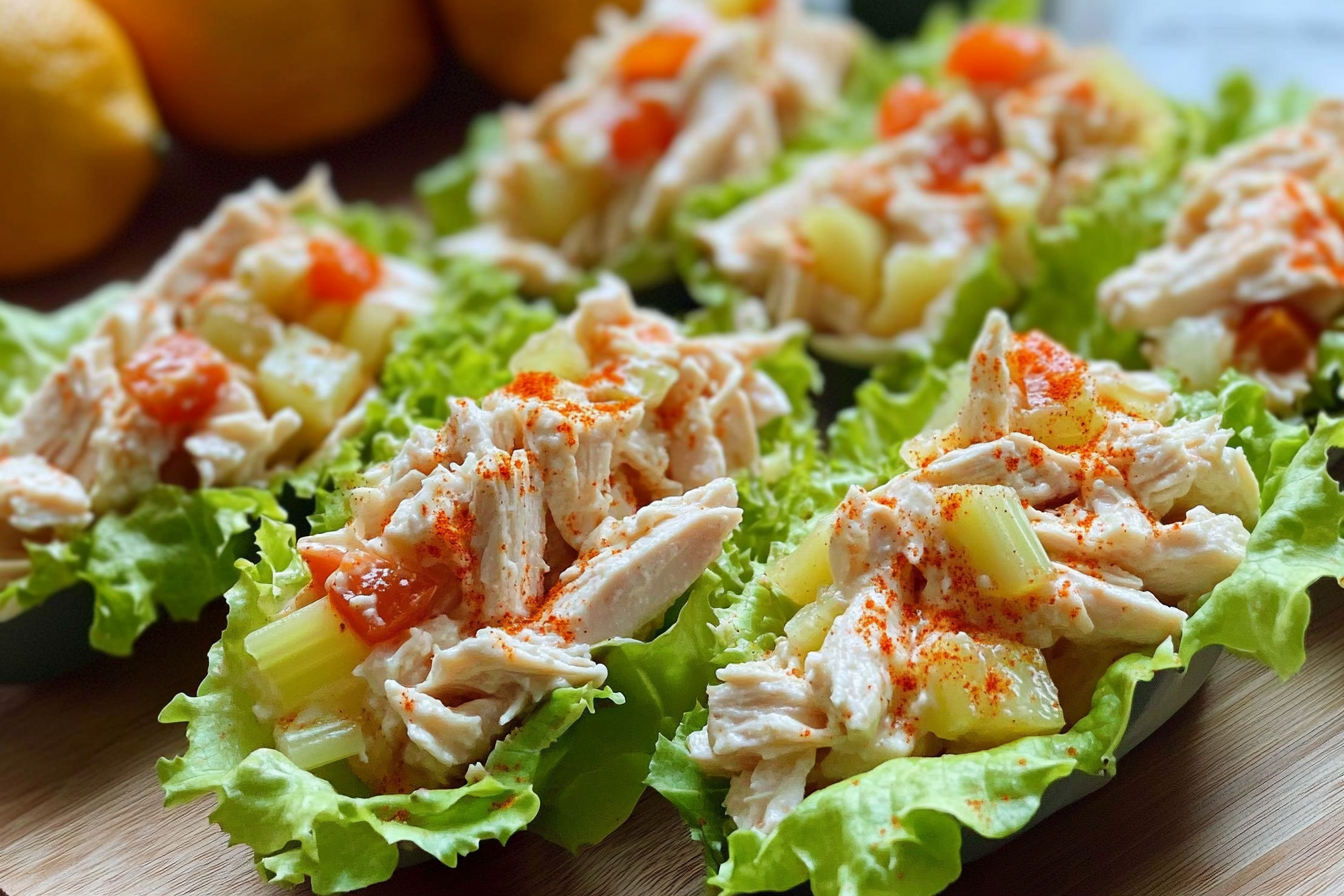 Barquitas de pollo et salade