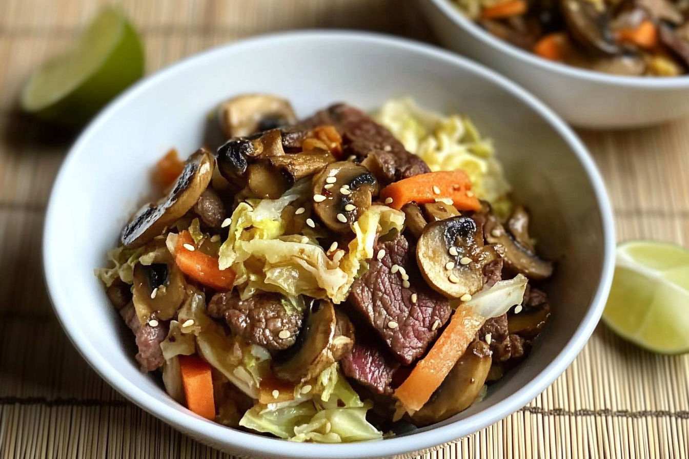 Bowl de bœuf et champignons