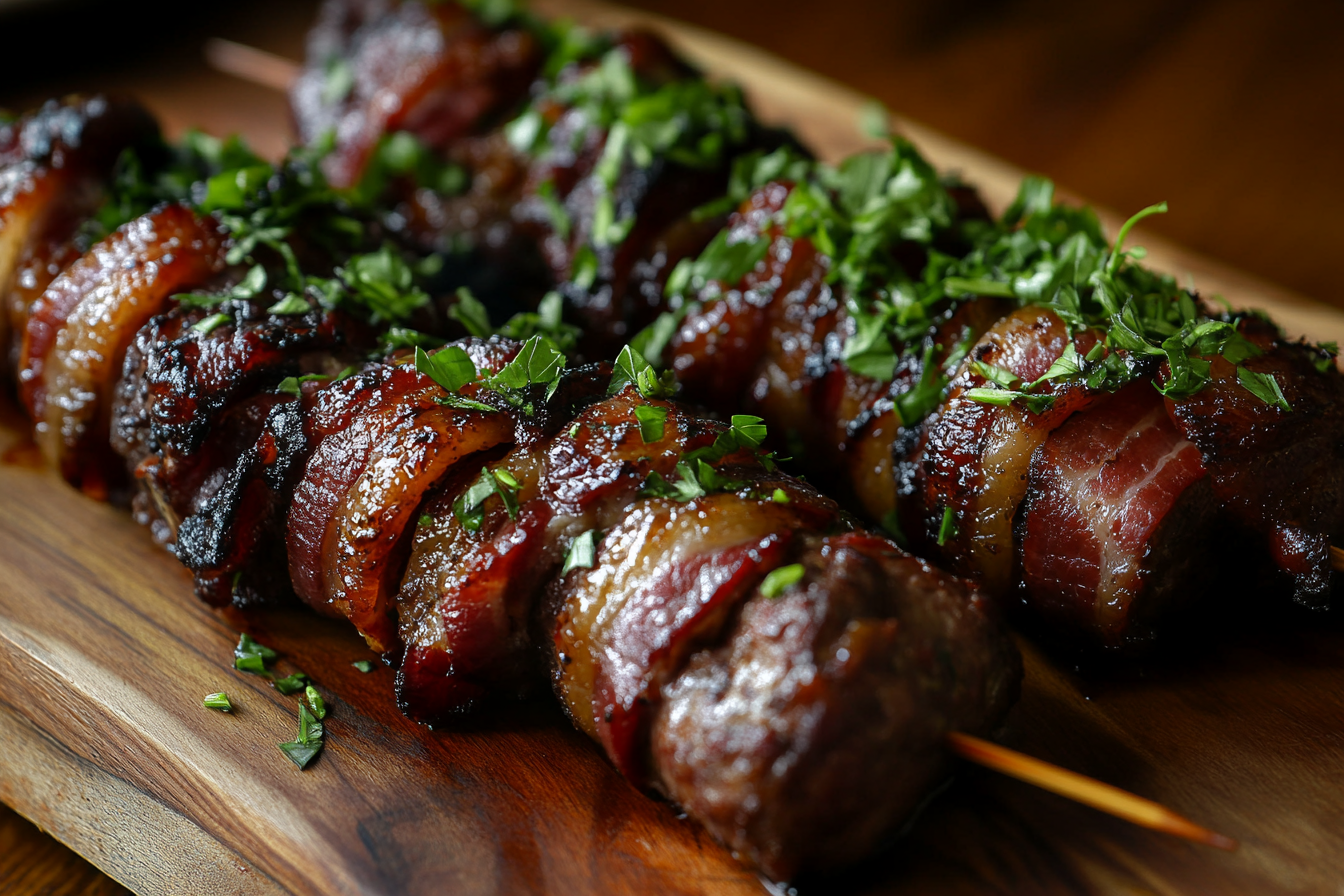 Brochettes d'agneau au bacon