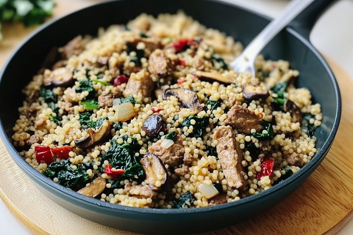 Couscous aux champignons et épinards