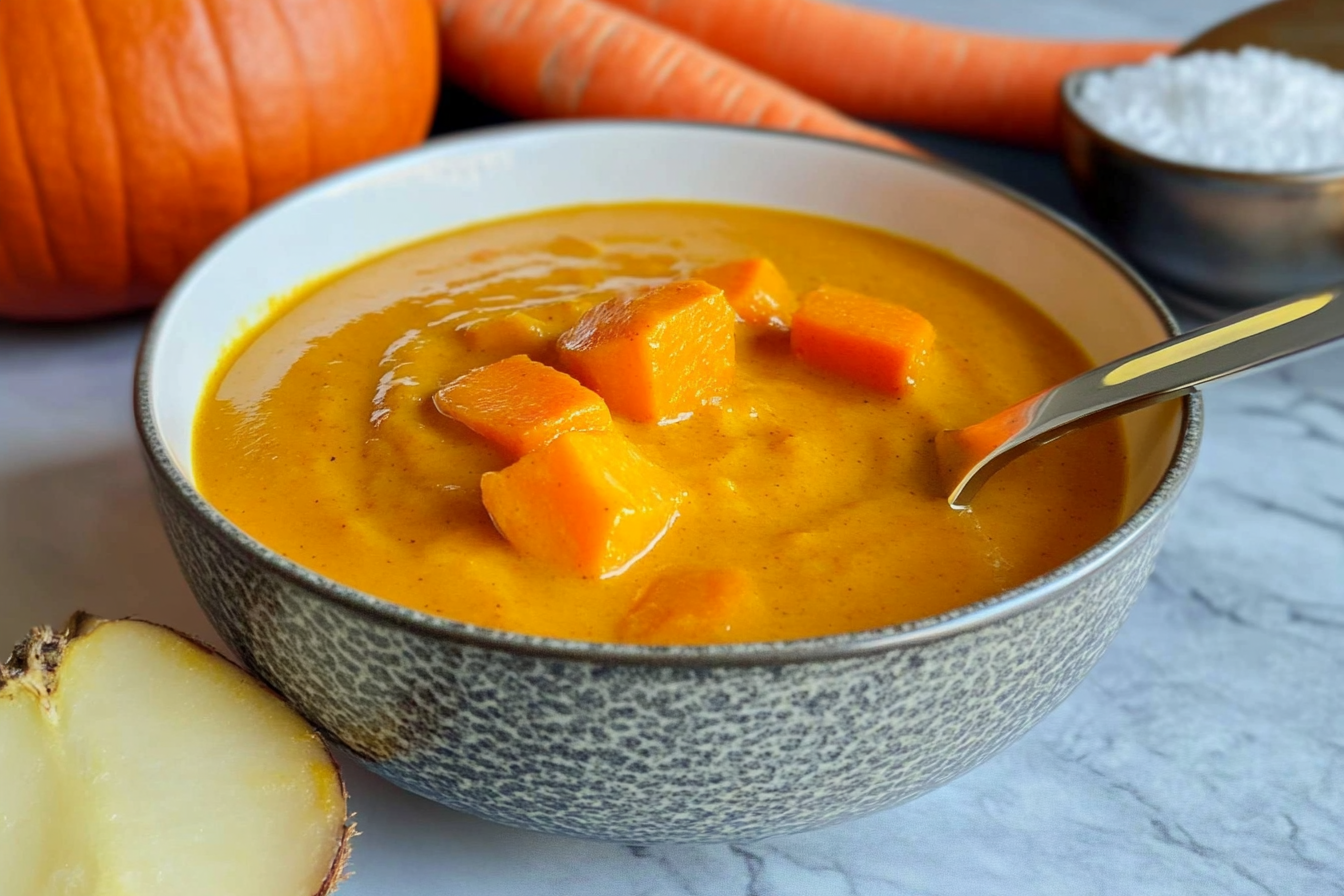 Crème de carotte et courge curry