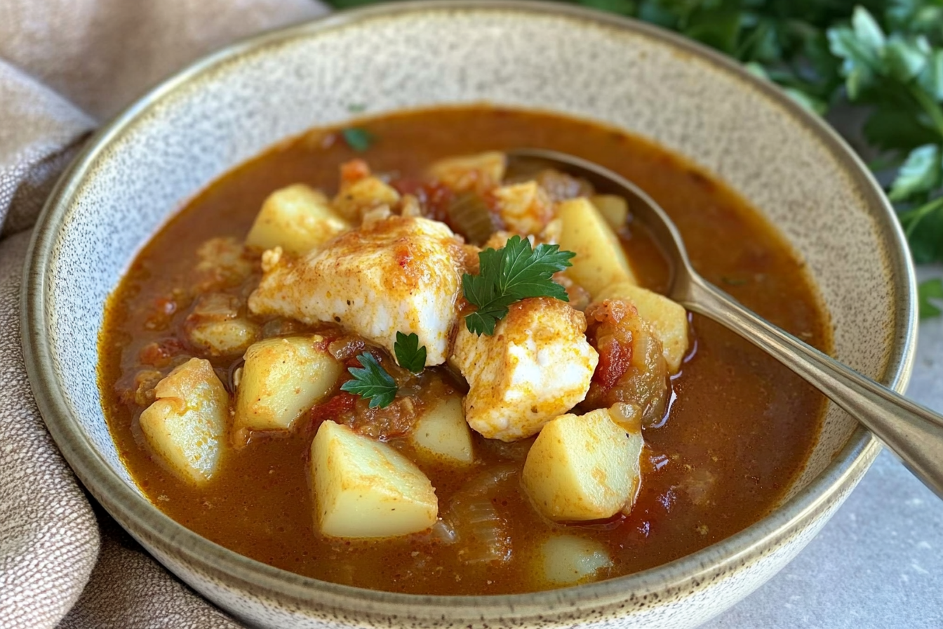 Guiso de pommes de terre merluza