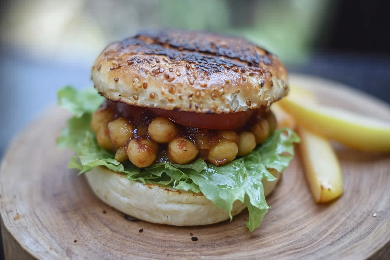 Hamburger de pois chiches et pomme