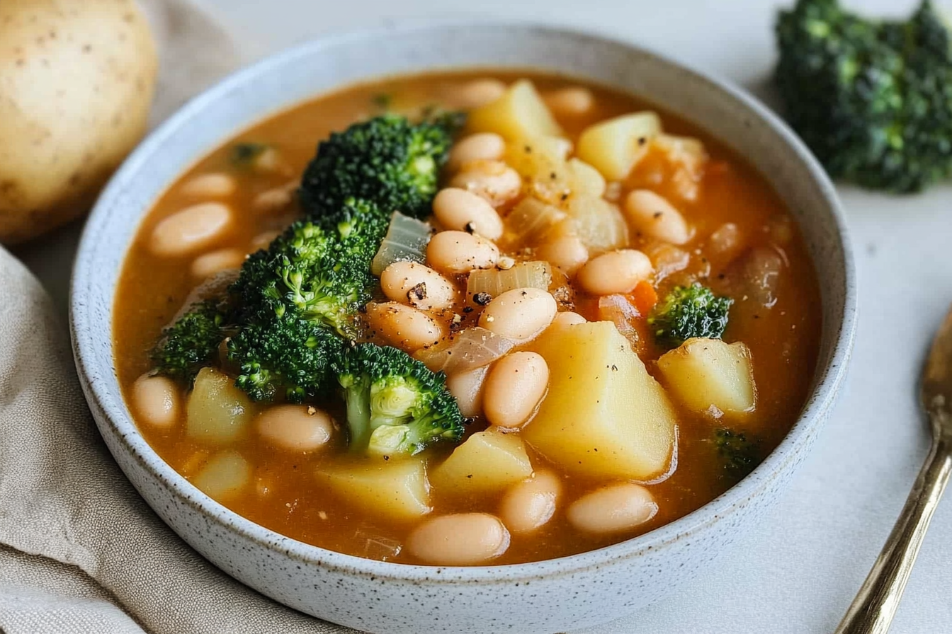 Judias blanches, pommes de terre et brocoli