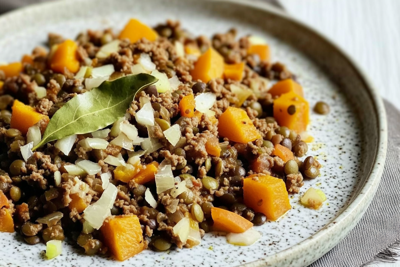 Lentilles à la courge et viande