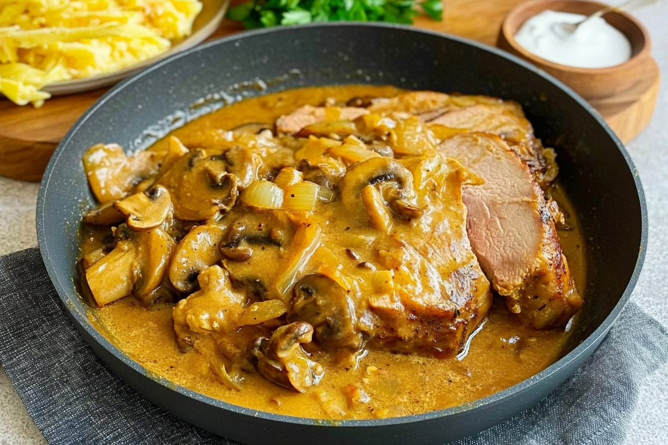 Lomo de porc sauce champignons