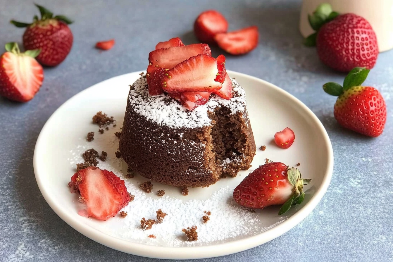 Mini bizcocho cacao et fraises