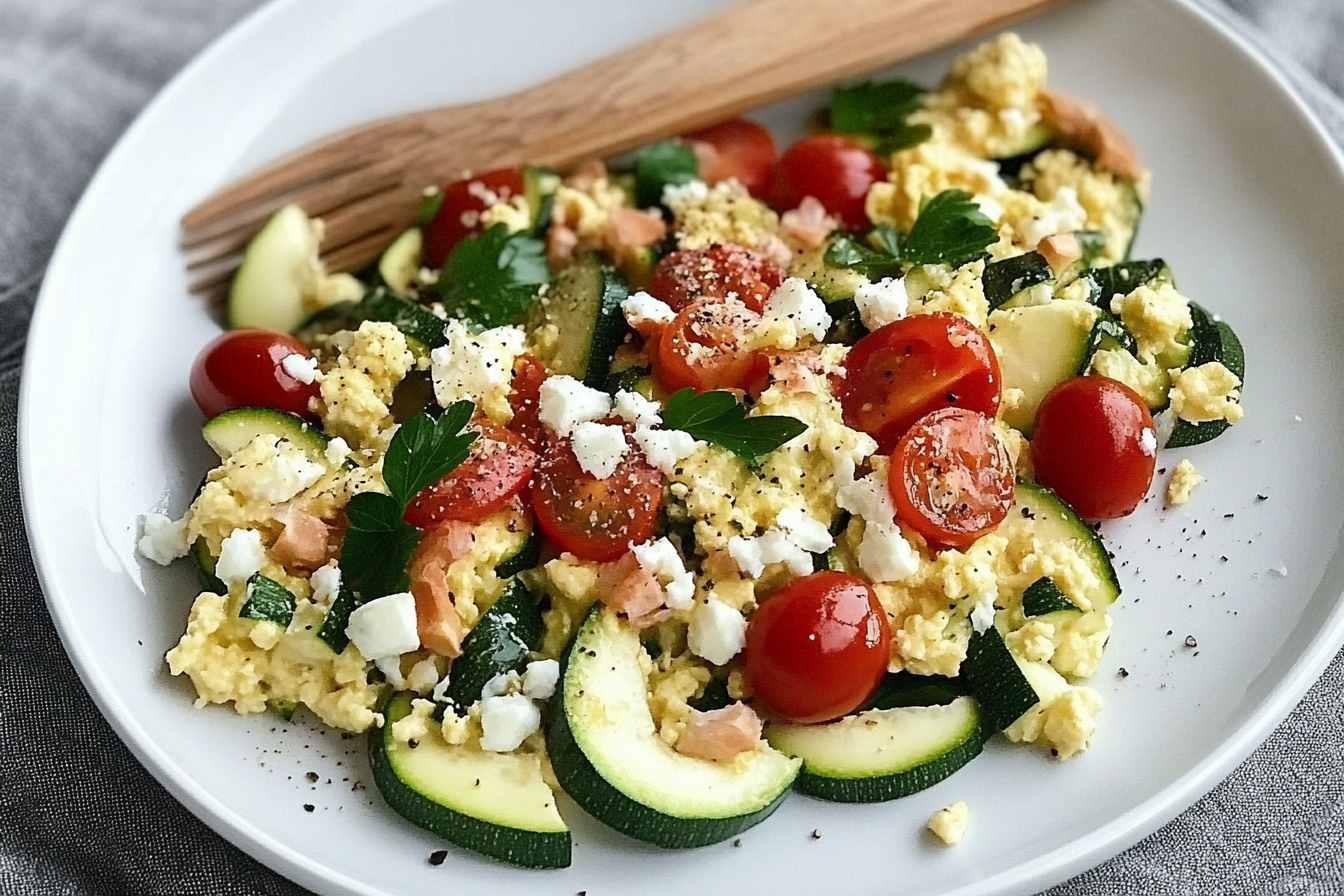 Omelette de courgette et tomates