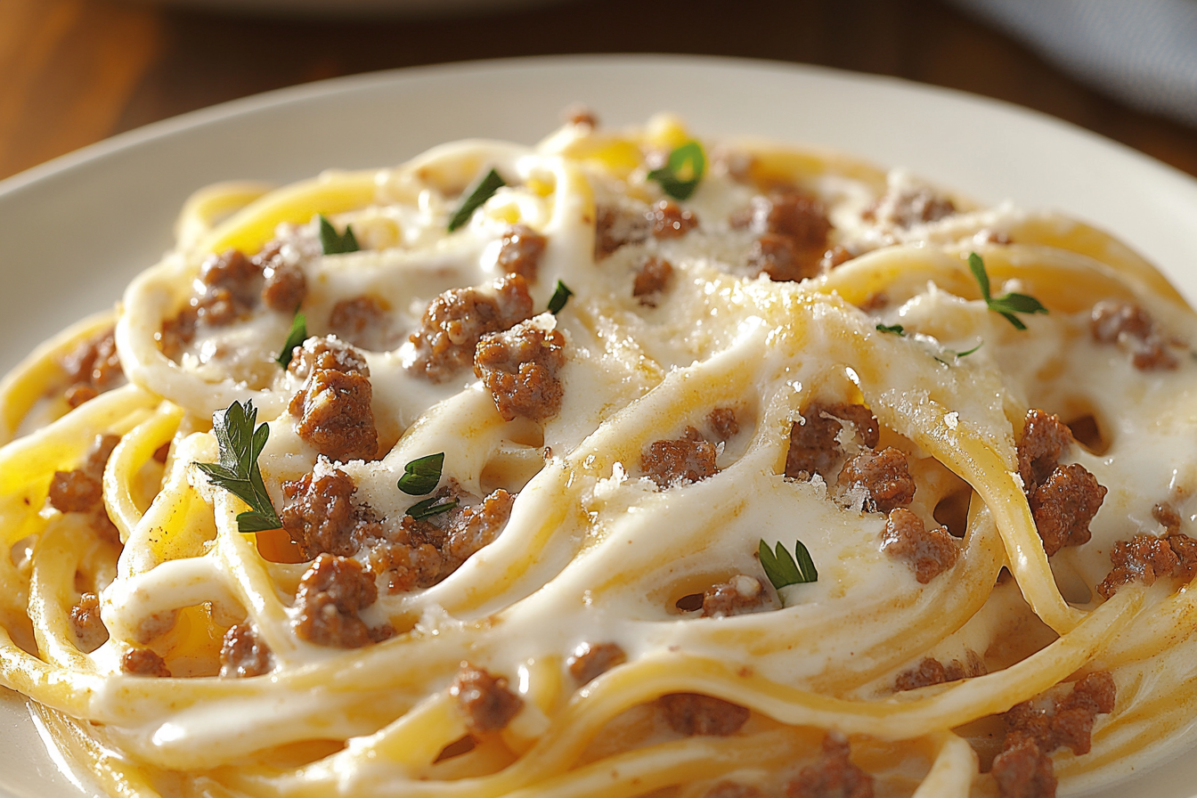 Pâtes à l'Alfredo au boeuf