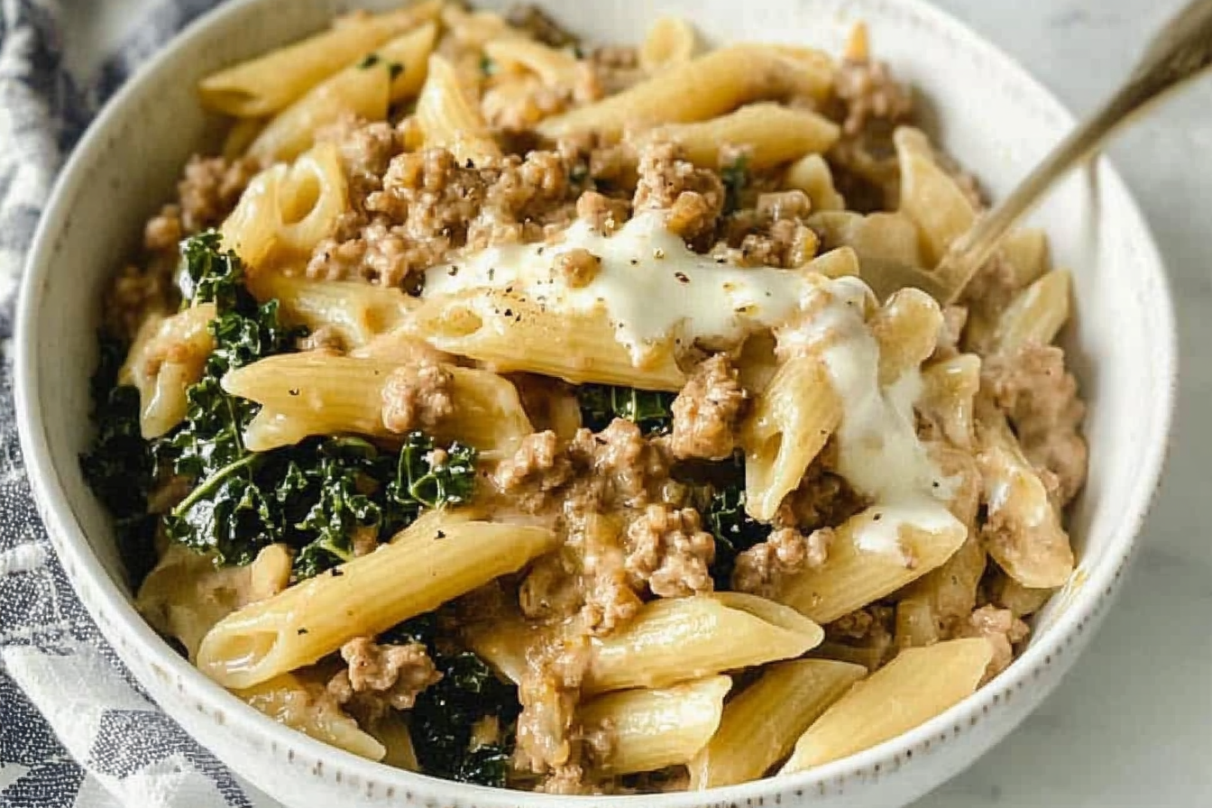 Pâtes crémeuses à la viande