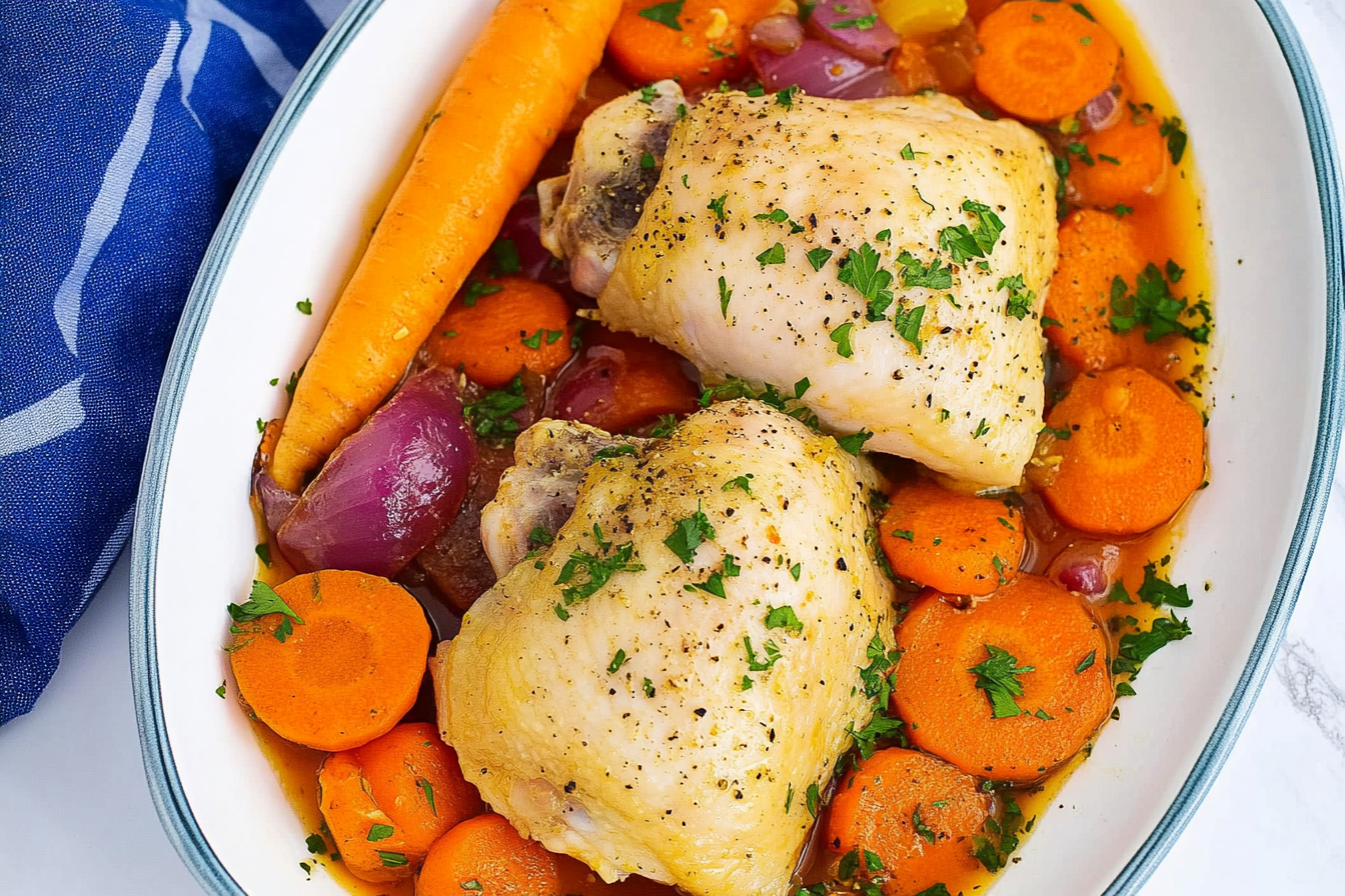 Poulet au four avec carottes