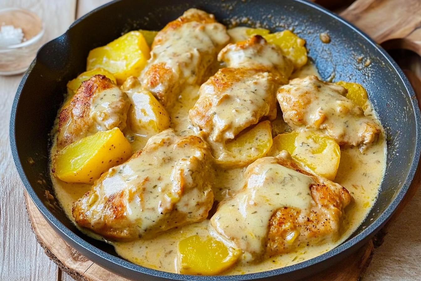 Poulet aux pommes de terre crémeux