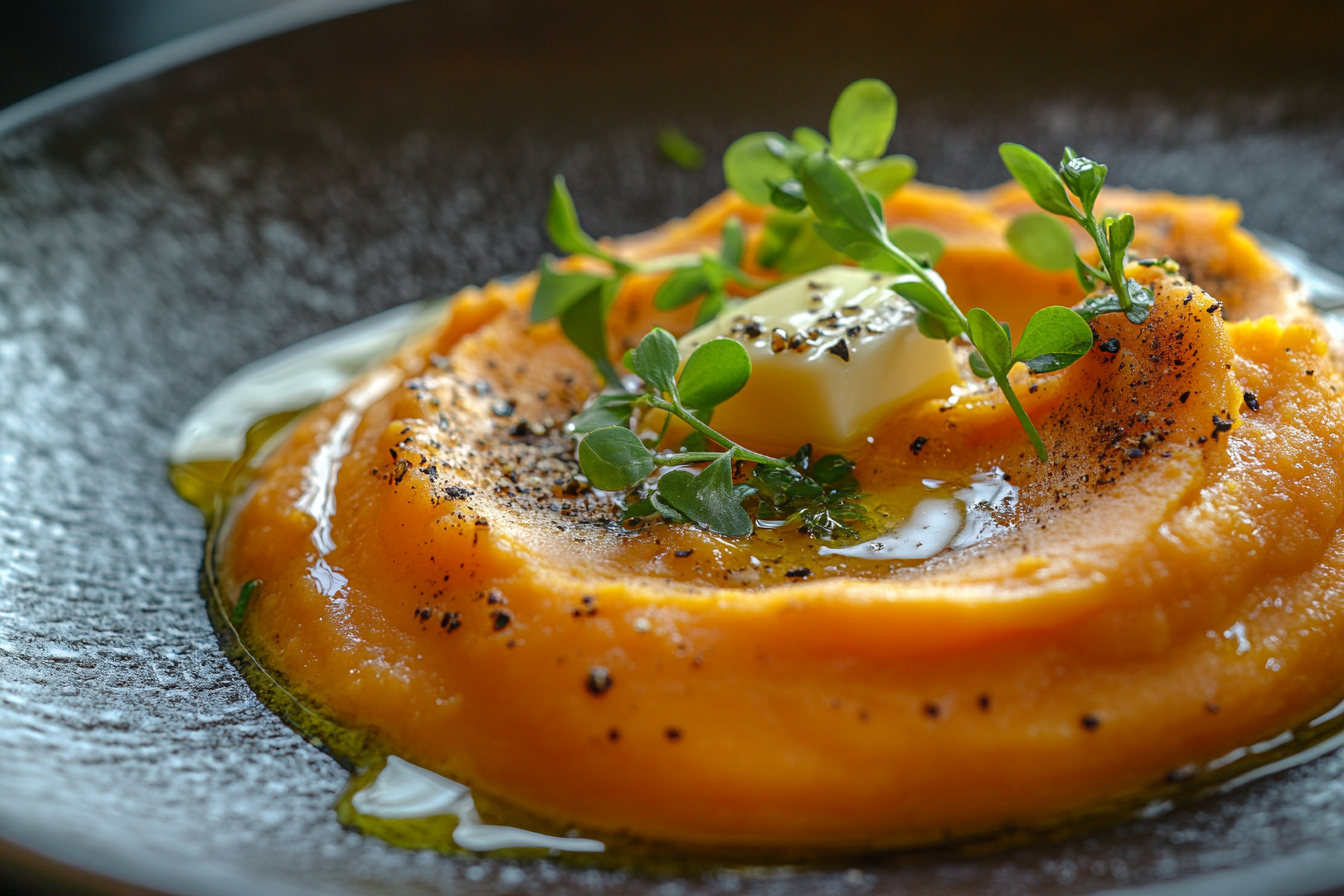 Purée de patate douce crémeuse
