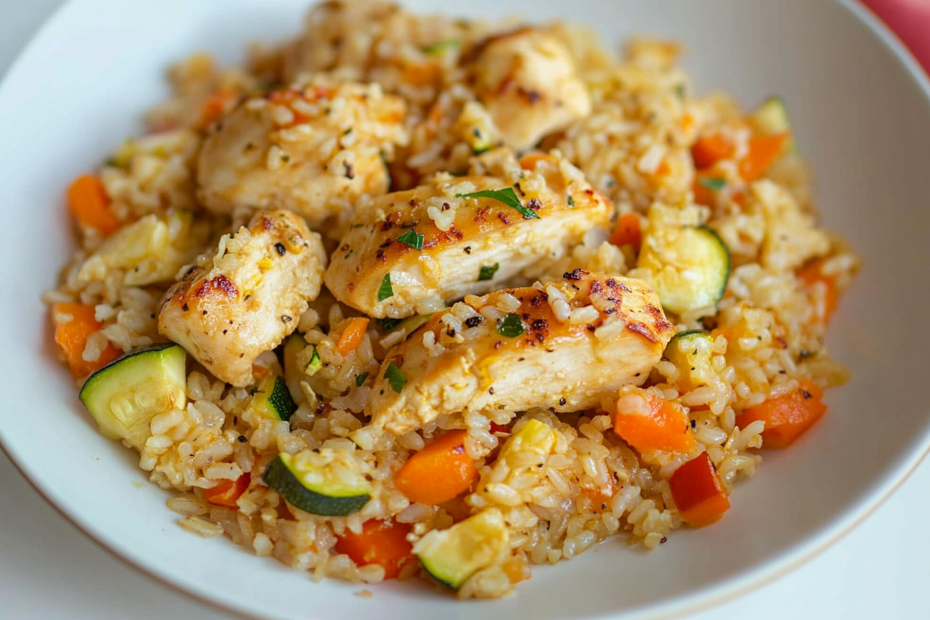 Riz au poulet et légumes