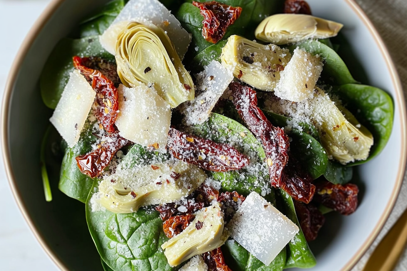 Salade de épinards et alcachofas
