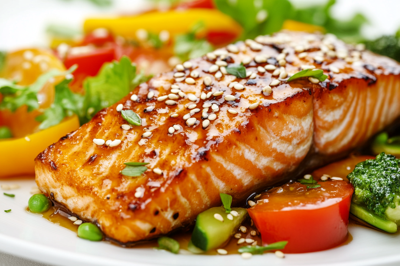 Saumon frit à la sauce soja