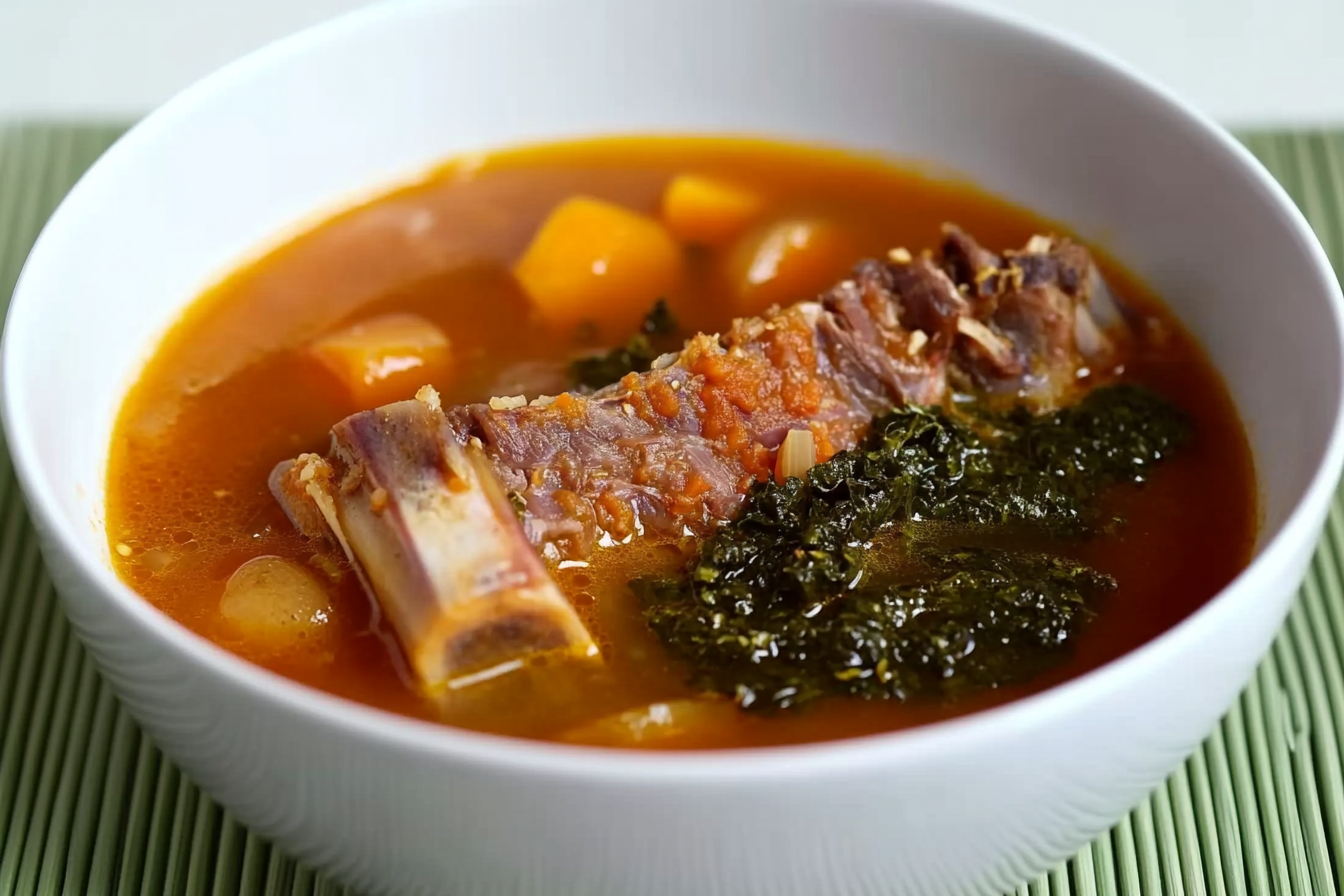Soupe de légumes et côtes de veau