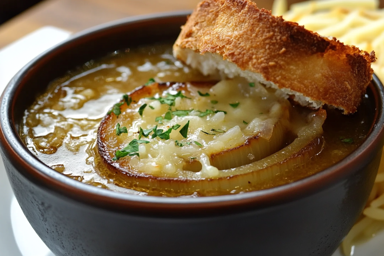 Sopa de cebolla con arroz