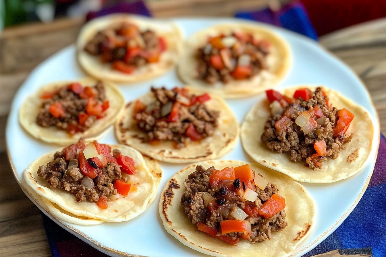 Tacos de carne et pimiento