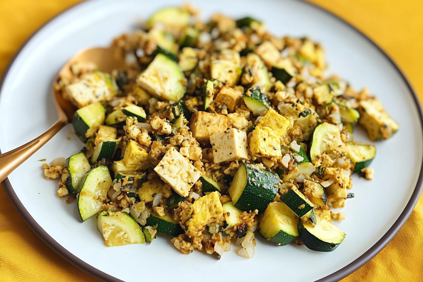 Tofu et courgettes brouillés