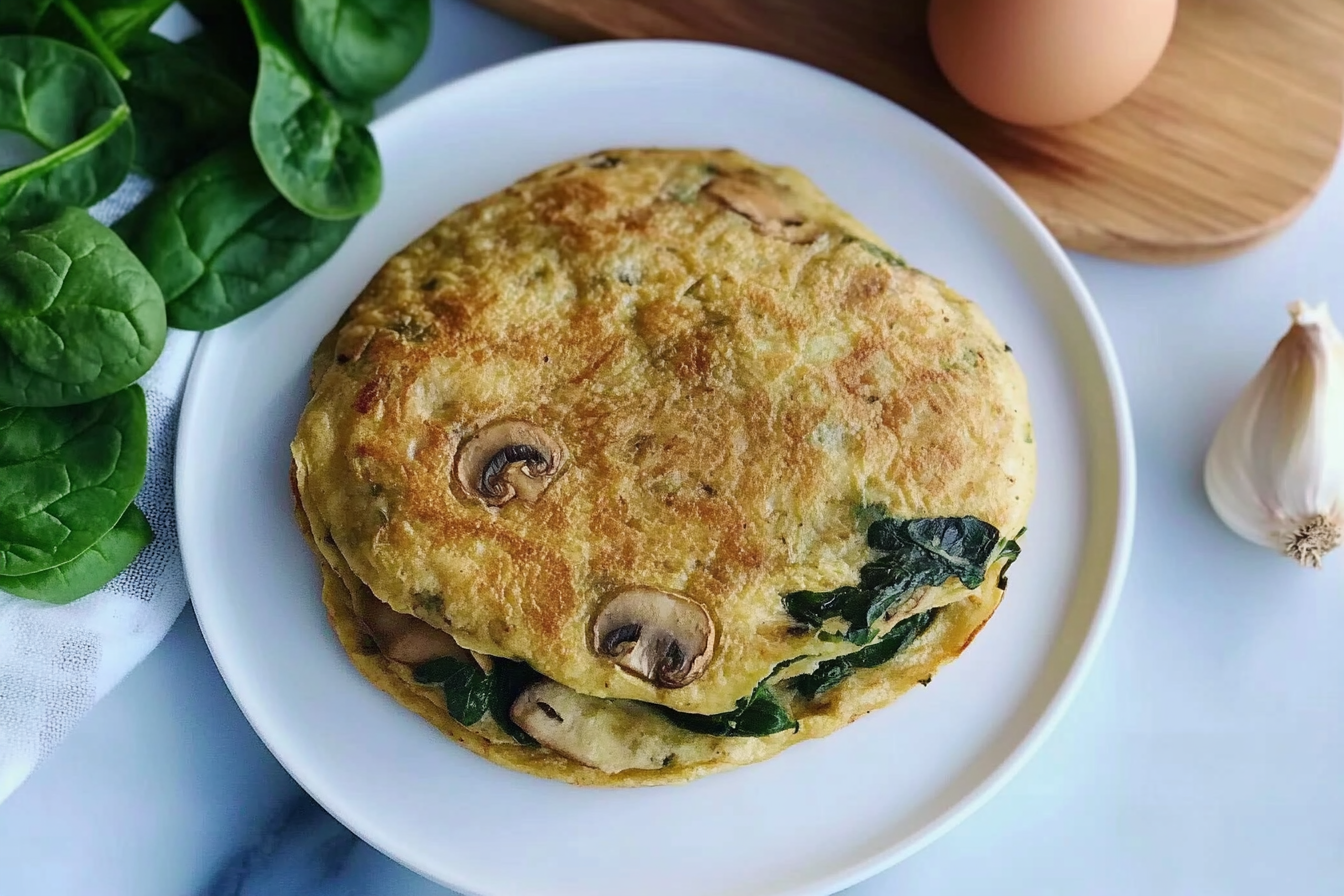 Tortilla de champignons et épinards