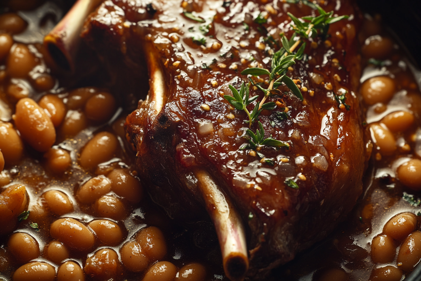 Jarrets d'agneau braisés au lard