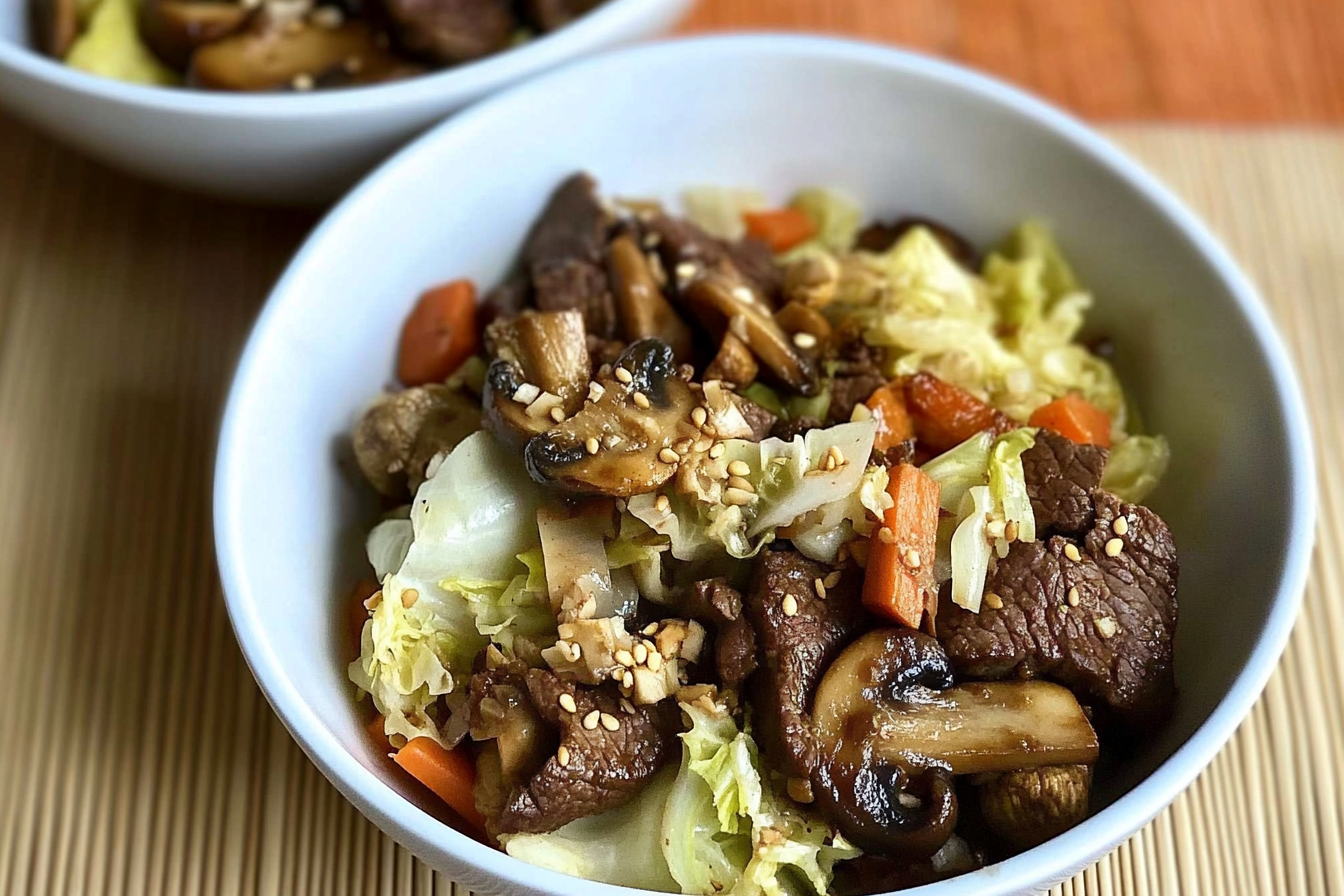 Bowl de bœuf et champignons