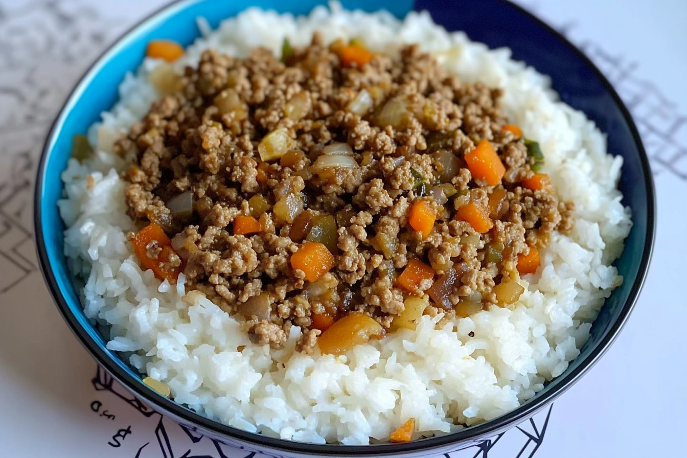 Bowl de viande hachée et légumes