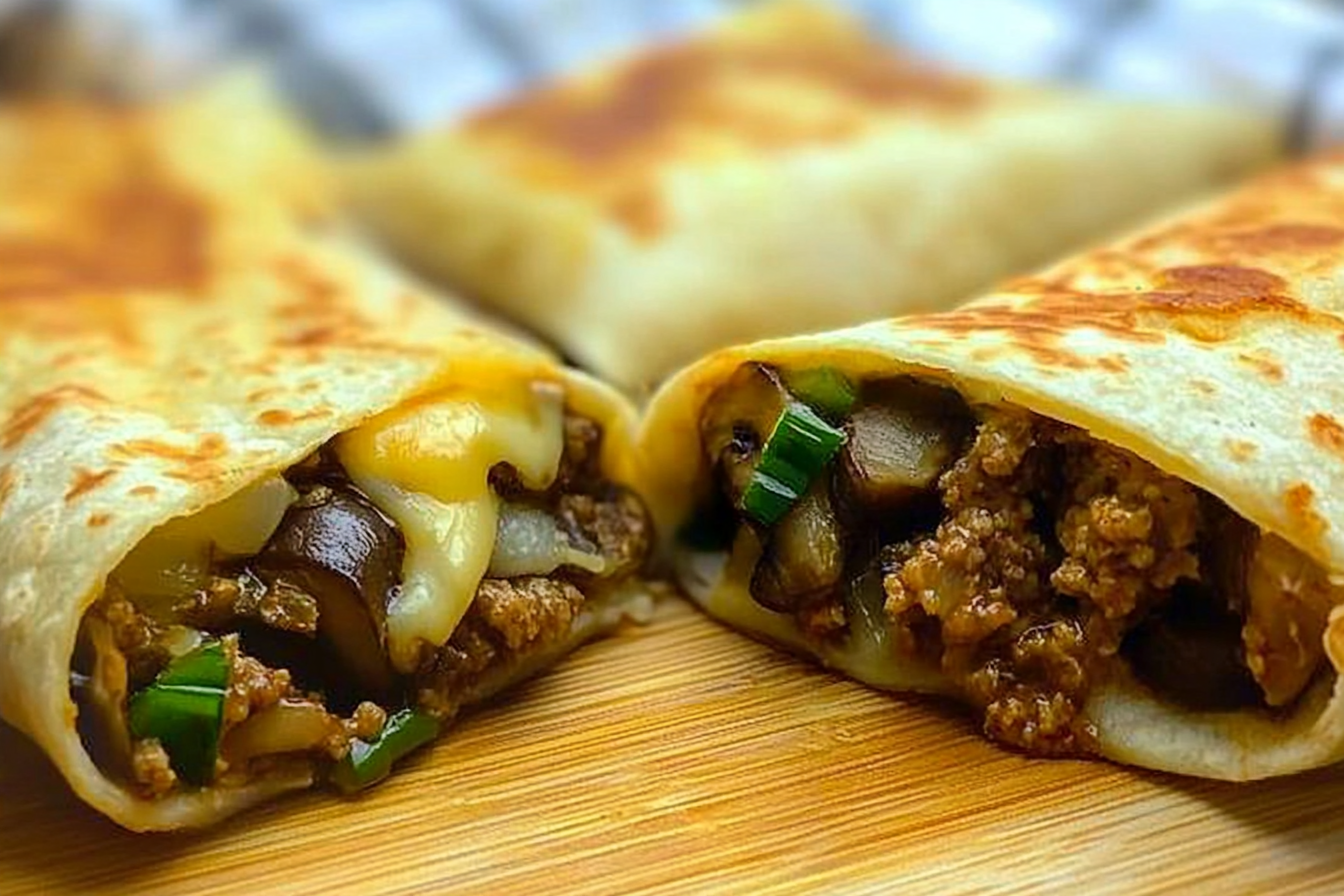 Burritos viande hachée champignons