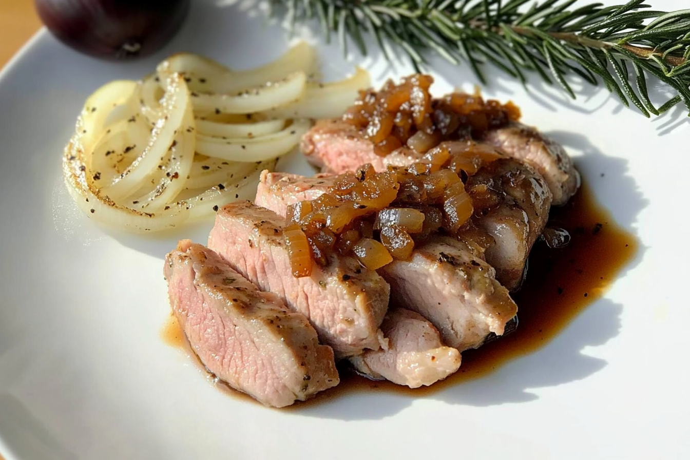 Filet de porc aux oignons